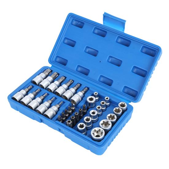 Universal Impact Socket Set, E10-E24 External Torque Socket Kit, Wrench Impact Socket, Metric Socket Set Auto Repair Tool (19Pcs/Set, 34Pcs/Set)