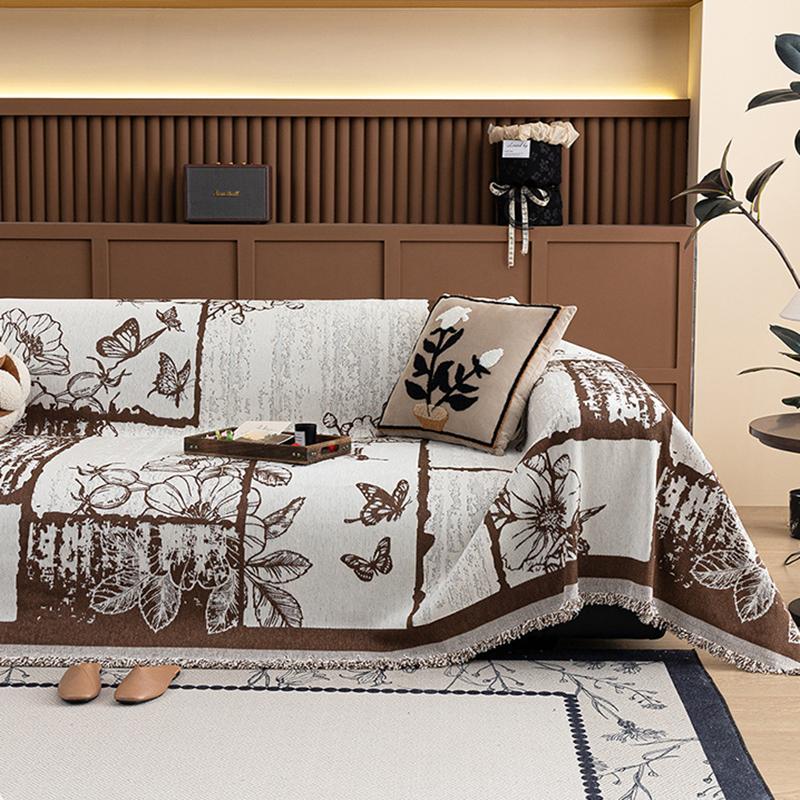 Vintage Bedrucktes Sofa Handtuch für alle Jahreszeiten Mehrzweck Couch Staubschutz für Wohnzimmer Pflegeleicht Komfort Büro Kniedecke