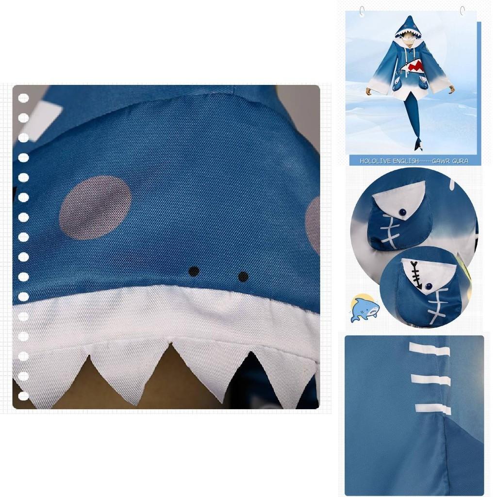 Holen Sie sich das Hololive Gawr Gura Cosplay Kostüm Haifisch Jacke Outfit Mit Fischschwanz Rollenspiel