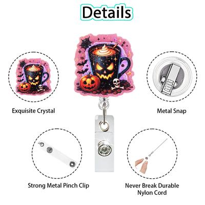 Alligator Clip Badge Holder Personalized Retractable Name Tag Id Card Badge Holder Charming Acrylic Badge Reel For Office Work