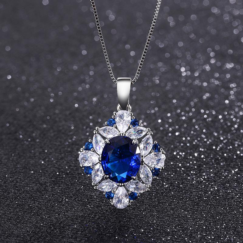 Jewelry Popular Ring Simulation Blue Glass Denier Pendant Ring 10 * 12 Stud Earrings 6 * 8 Set