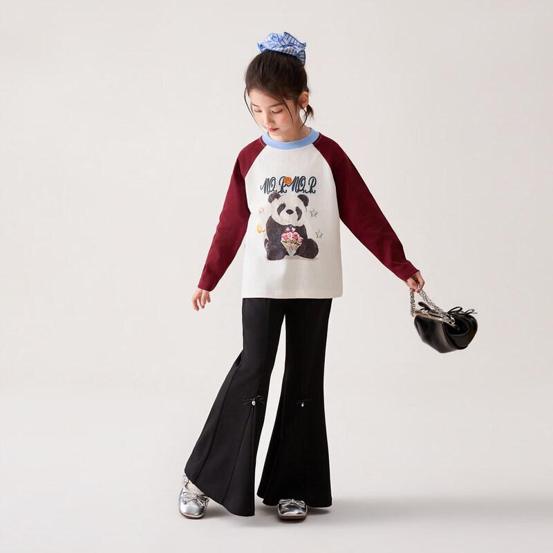 LUSON Girls' Spring Thin Flared Casual Pants