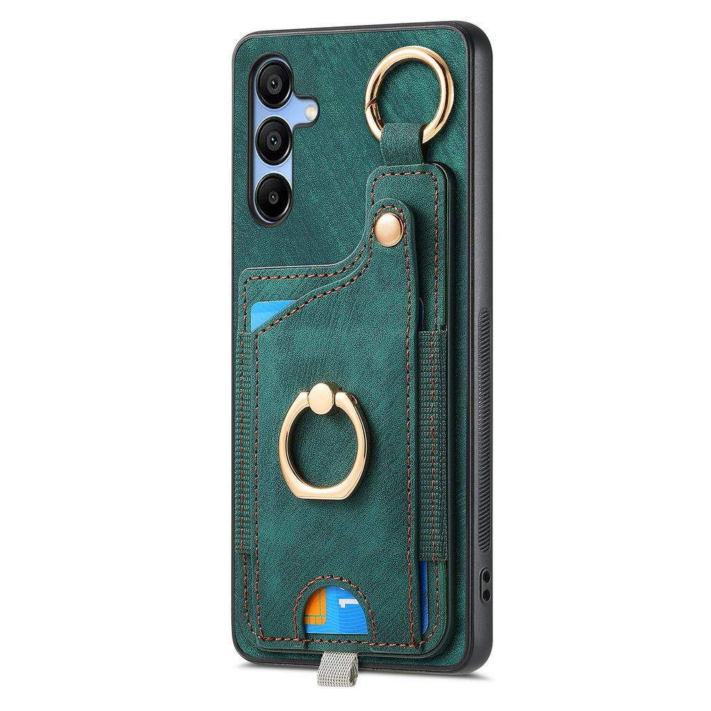 For Samsung Galaxy A16 4G/5G Case Card Slots Leather+TPU Phone Cover with Ring Buckle