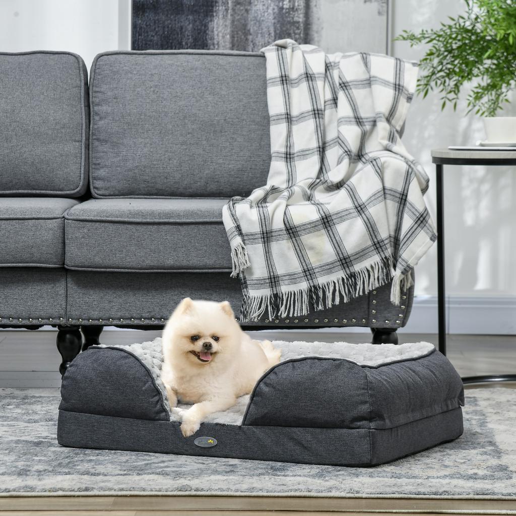 Calming Dog Bed Pet Mattress w/ Removable Cover, Anti-Slip Bottom, for Small Dogs, 70L x 50W x 18Hcm - Charcoal Grey