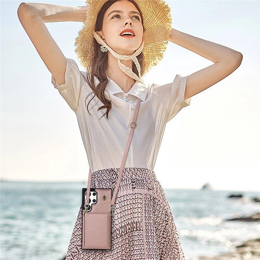 Kreditkarten Umhängetasche Leder Handyhülle Für Samsung Galaxy S24 Ultra S23 Plus S22 S21 S24FE A15 A16 A13 A14 A54 A53