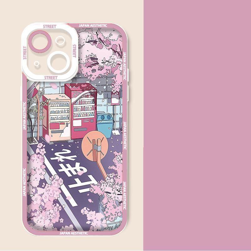 Cute Beautiful Anime Scenery Cherry Blossom Street Case For Xiaomi Redmi 15C 13C 13 12C A5 Redmi Note 15 14 13 12 Pro Plus 5G 4G