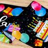 Black Happy Birthday Table Runner, Colorful Balloon Kitchen Dining Table Decoration Festive Balloon Design for Birthday Party Decor 13x72 Inch