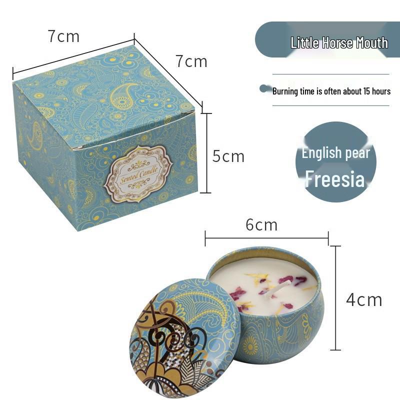 Scented Candle Tin with Dried Flowers - Long-Lasting, Romantic Fragrance for Bedroom & Home Odor Removal