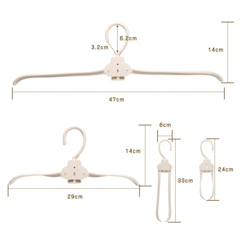 OSUDRY One-Touch Hangers, Set of 10, Collar Protection, Non-Slip, Shape-Preventing, Foldable, Space-Saving, Heavy-Duty, Body-Shaped Hangers for Clothe