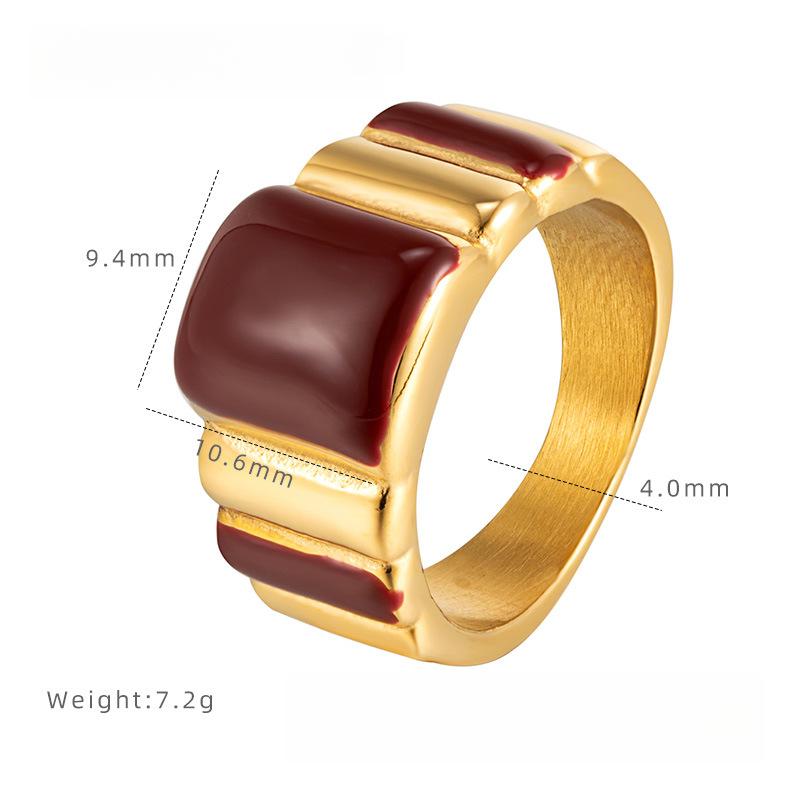 

Новогодний подарок Геометрическое широкое кольцо бордового цвета с капающим маслом Женское нишевое кольцо на указательный палец высокого класса для девушки 9