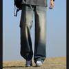 New 2025 Men's Student Four Seasons Washed Floor-Length Jeans Loose Straight Cut Retro Public Version Hong Kong Style