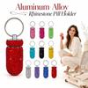 Aluminum Alloy Rhinestone Pill Holder Sparkly Waterproof Keychain Pill Container Durable Sealed Portable Pill Case