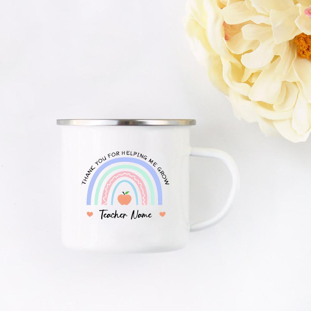Personalised Teacher Mug with Name Thank You for Helping Me Grow Gift Nursery Primary Teacher Appreciation Gifts Coffee Mug