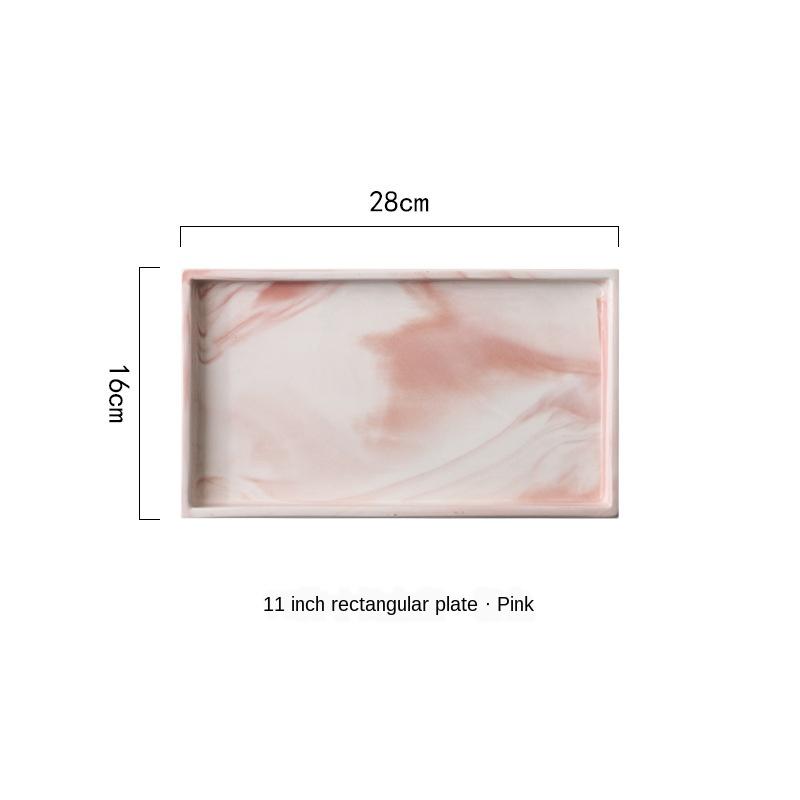 Ceramic Jewelry PizzA Plate Gray Pink Personalized Marble Designs Porcelain Bedside Jewelry Storage Service Tray Holder WF