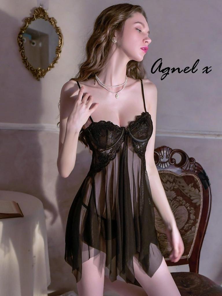 Sexiga Underkläder Underkläder Babydoll Förföriska Underkläder Öppning Framtill Slip Shorts Set Camisole Negligé Nattkläder Cosplay Genomskinlig Extrem