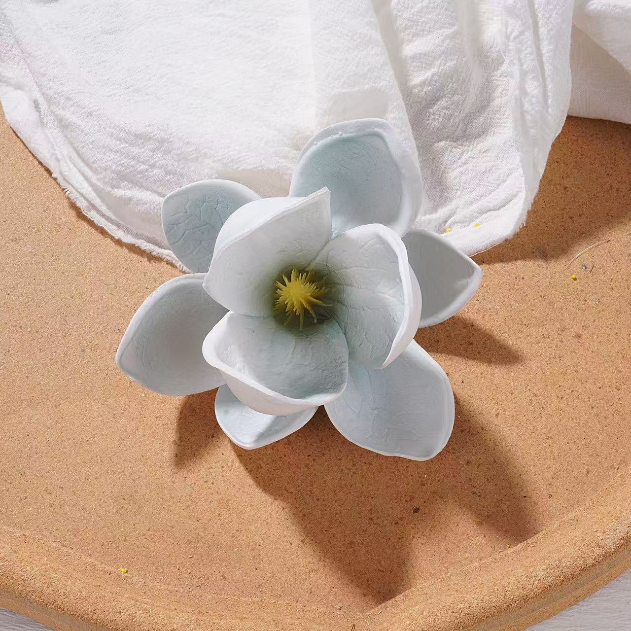 Atmosphere Summer Vacation Style Sweet Simulation Magnolia Hair Clip Accessories Edge Photography Seaside Headflower Hairpin Flower