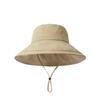 Outdoor solid color drawstring climbing hat casual versatile bucket hat summer big brim quick drying sun hat
