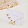 3pcs Set Romantic Heart Earrings for Women, Cubic Zircon Hypoallergenic Stud Earring Set, Fashion Piercing Jewelry