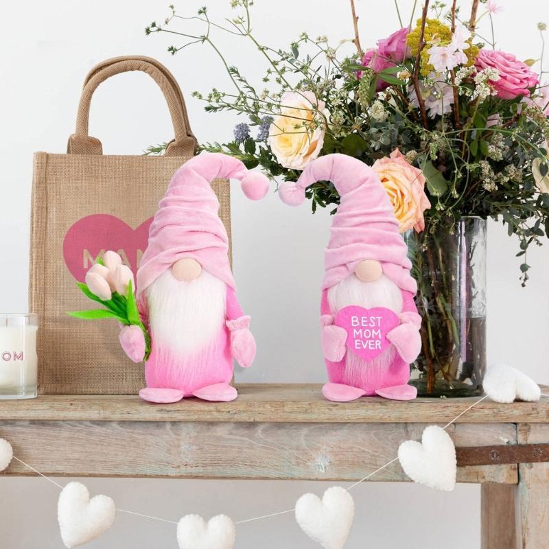 Mother Day Gnome Decorations Handmade Plush Gnome Doll Desk Ornament Mother Day Gift for Mother Day Anniversary