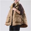 Womens Lightweight Duck Down Vest With Ruffled Hem Large Pockets Warm Fall Winter Sleeveless Jacket