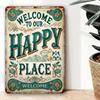 Welcome To Our Happy Place Vintage Metal Sign Home Wall Decor 8x12in