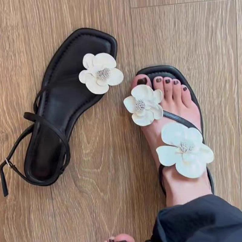 

Цветок Женские Босоножки на Каблуке Дизайнерская Обувь Платье Элегантные Женские Шлепанцы 2025 Тренд Бренд Для Ходьбы Удобные Повседневные Женская Обувь 40 чёрный