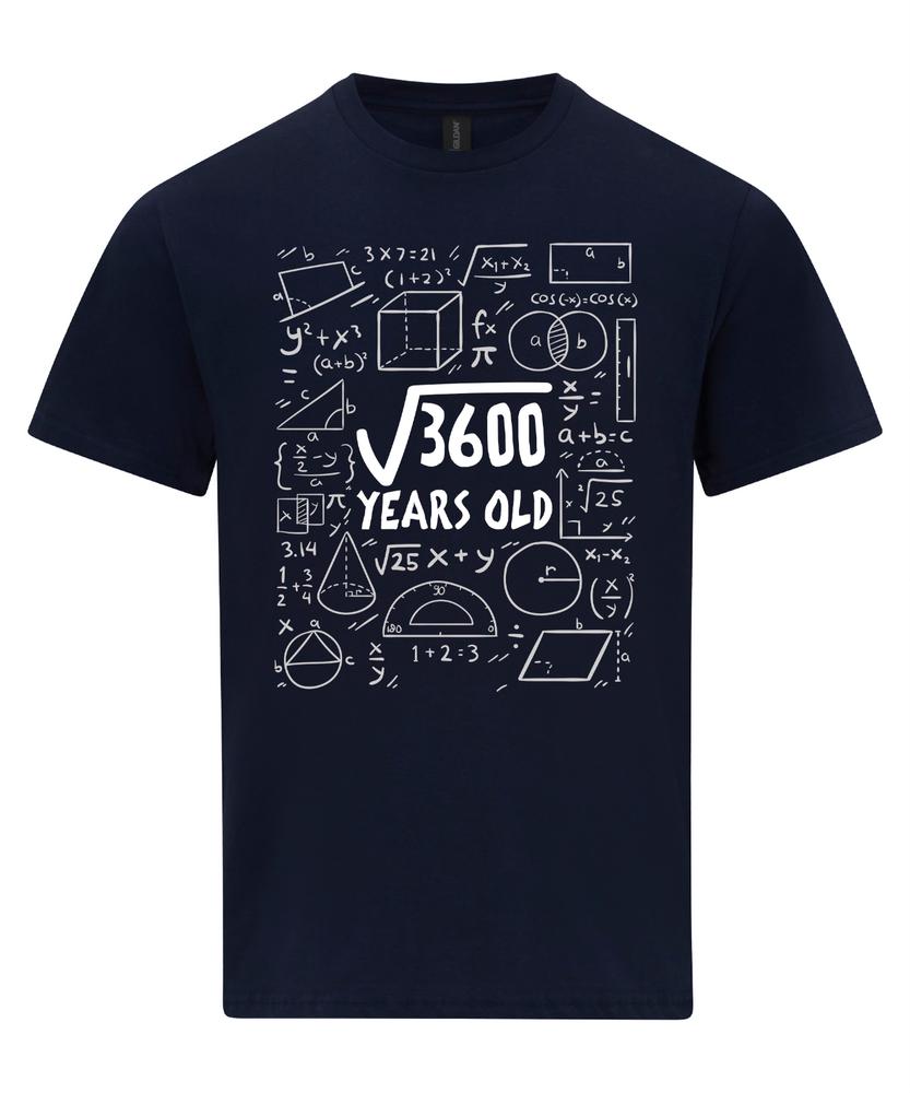 Square Root of 3600 60 Year Old 60th Sixty Birthday Gifts Math TShirt