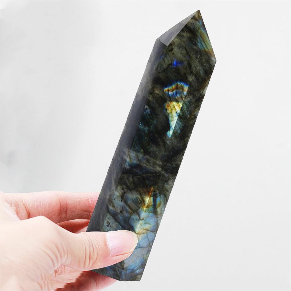 8-15Cm Large Size Natural Labradorite Tower Point Obelisk Ornament For Home Room Living Room Office Decor Christmas Gift