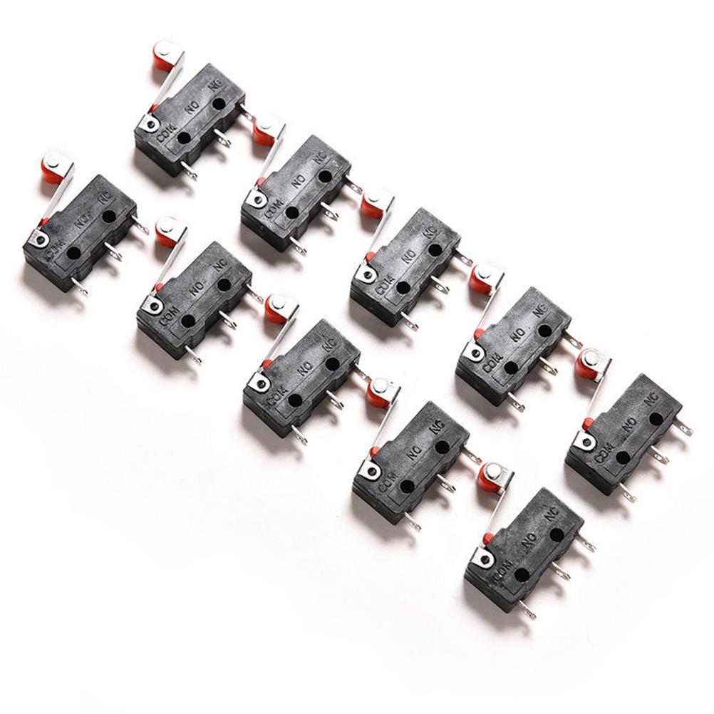 10 Stück/Set 5A 125 250V SPDT 1Ö 1S Momentan Scharnierrolle Hebel Takt Mikro Schalter 3 Pins KW11-N KW12 Mausklick Reset-Taste