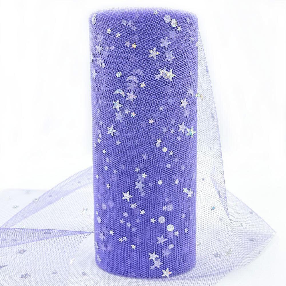 44 Assorted Colors Glitter Solid Rainbow Tulle Netting Roll 6in x 10 Yards DIY Sewing Doll Clothes Tablecloth Skirts Party Decor