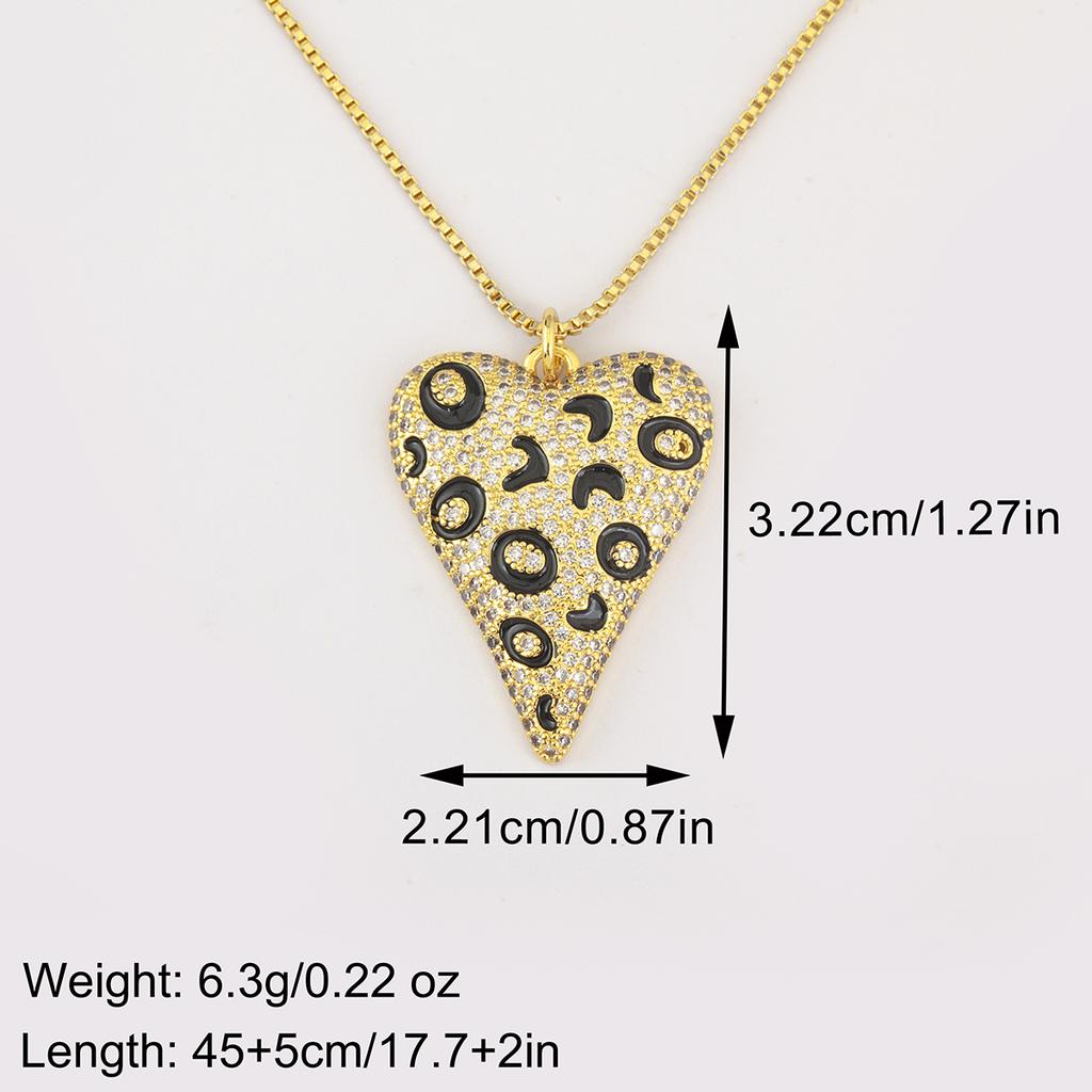 Nidin Trendy Copper Cubic Zirconia Love Heart Pendant Necklace For Women Fashion Personality Pattern Clavicle Chain Jewelry Gift