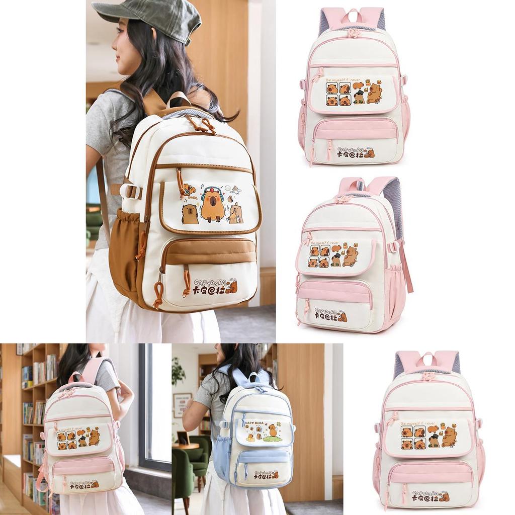 Capybara Kids Backpack With Cartoon Pattern And Lightweight Oxford Fabric For School Use