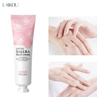 Creme para Mãos LAIKOU Sakura Clareador Remoção de Rugas Antirrachaduras Hidratante Reduz Linhas Finas Cuidados com a Pele Coreanos Saúde Beleza 30g