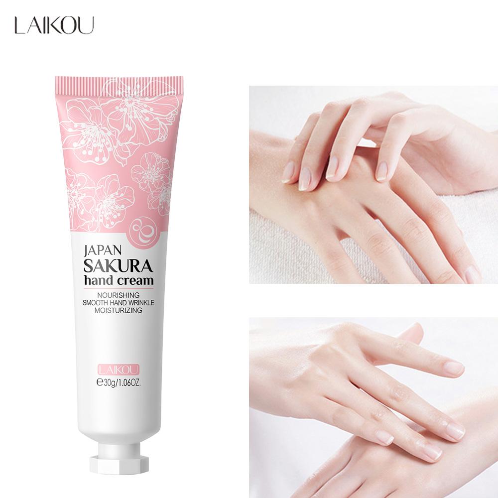 LAIKOU Sakura Krem do rąk Wybielający Usuwający zmarszczki Przeciwpękający Nawilżający Redukujący drobne linie Koreańska pielęgnacja skóry Zdrowie Uroda 30g