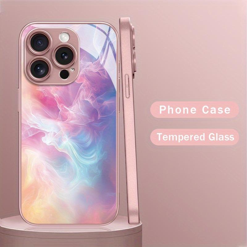 Colorful Gradient Texture Pattern Metal Tempered Glass Phone Case For iPhone 17 16 15 Pro Max 14 Plus 13 12 11 16E 17Air Cover