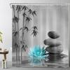 Zen Spa Shower Curtain Grey Bamboo Stone with Teal Water Lily In Water Bathroom Shower Curtain Teal and Gray Bathroom Curtain