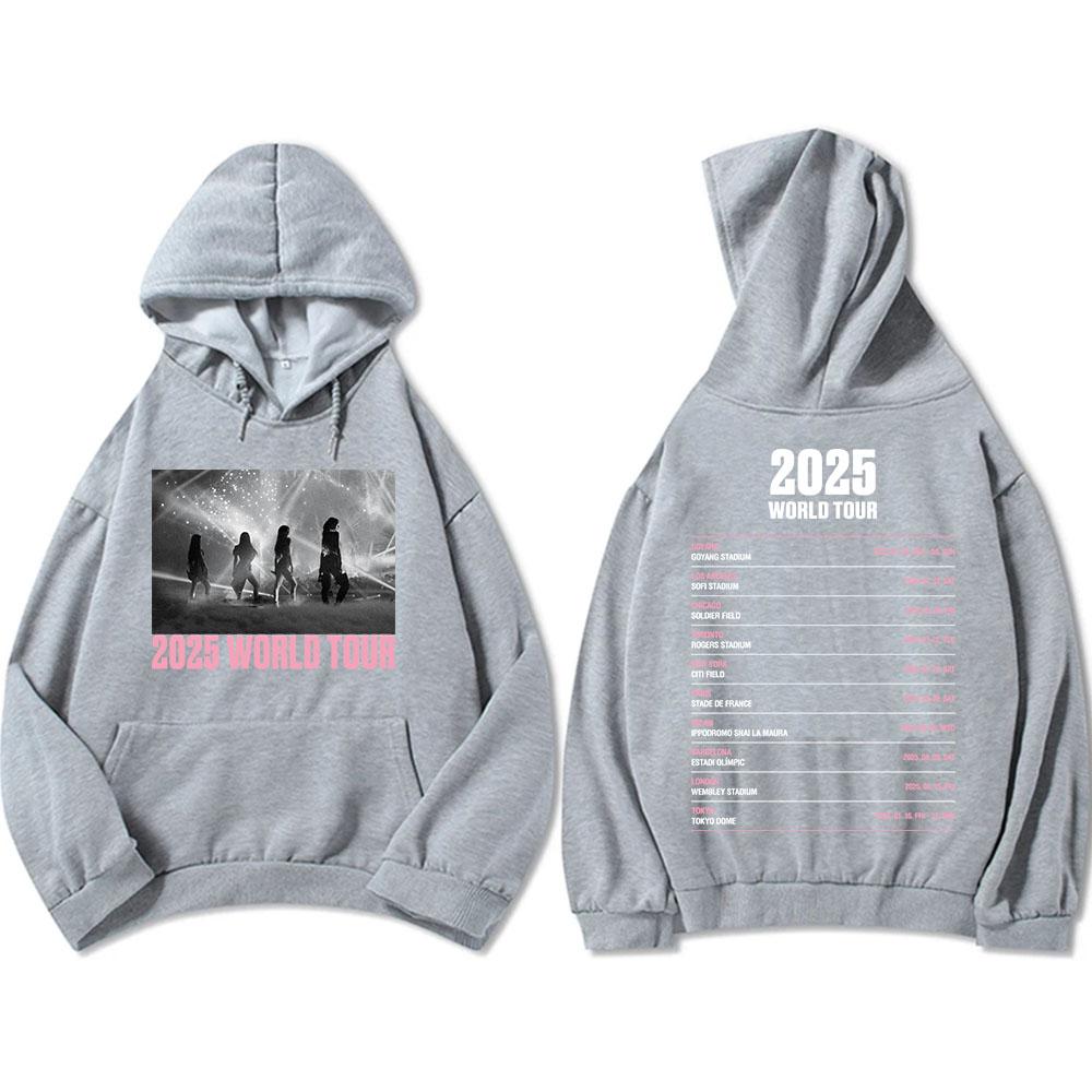 Korean Girls' Band Black and Pink Hoodies Long Sleeve Fashion Graphic Sweatshirts Autumn Warm Men Women Sudaderas Kpop Tops