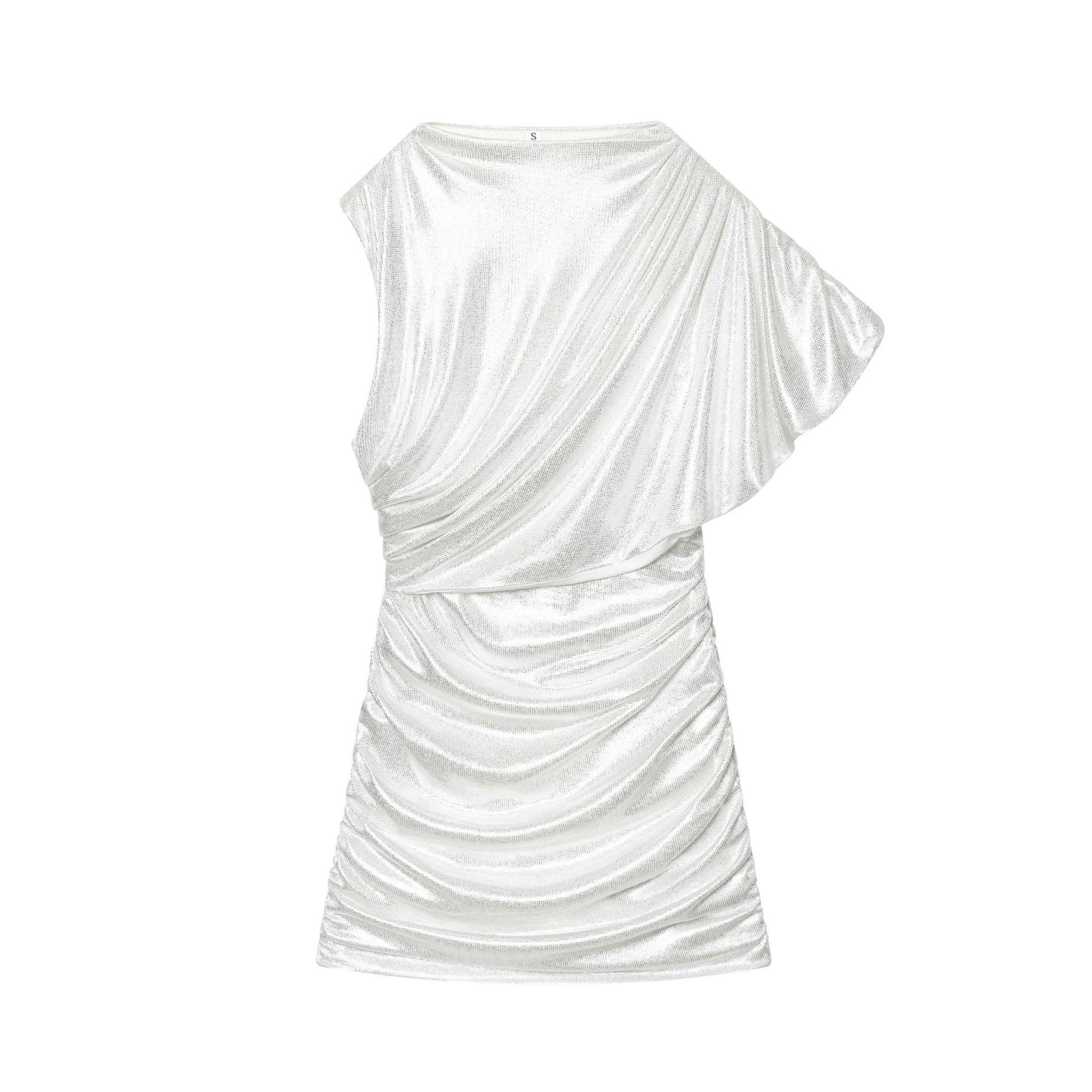 European American Women s Rhinestone Mesh Layered Fashion Dress Medium белый