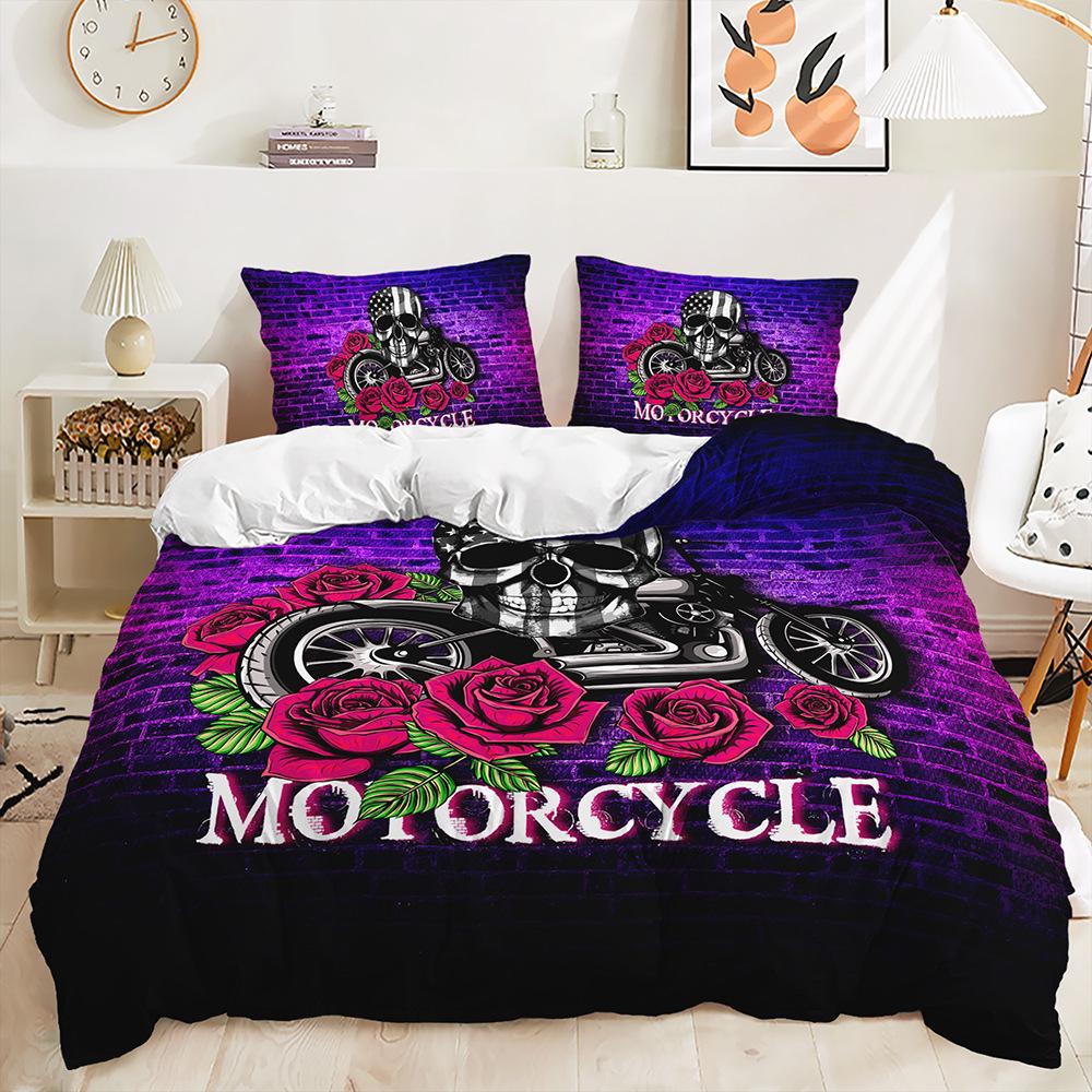 Three-Piece Quilt Cover Skull Dark Wind Kit Digital Printing Bedding