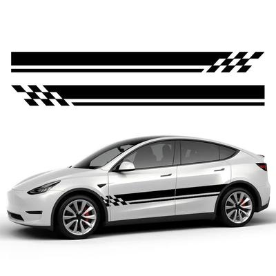 2PCS Car Door Side Stickers For Tesla Model Y PVC Vinyl Decals Waterproof Auto Body Styling DIY Decoration Stickers Accessories