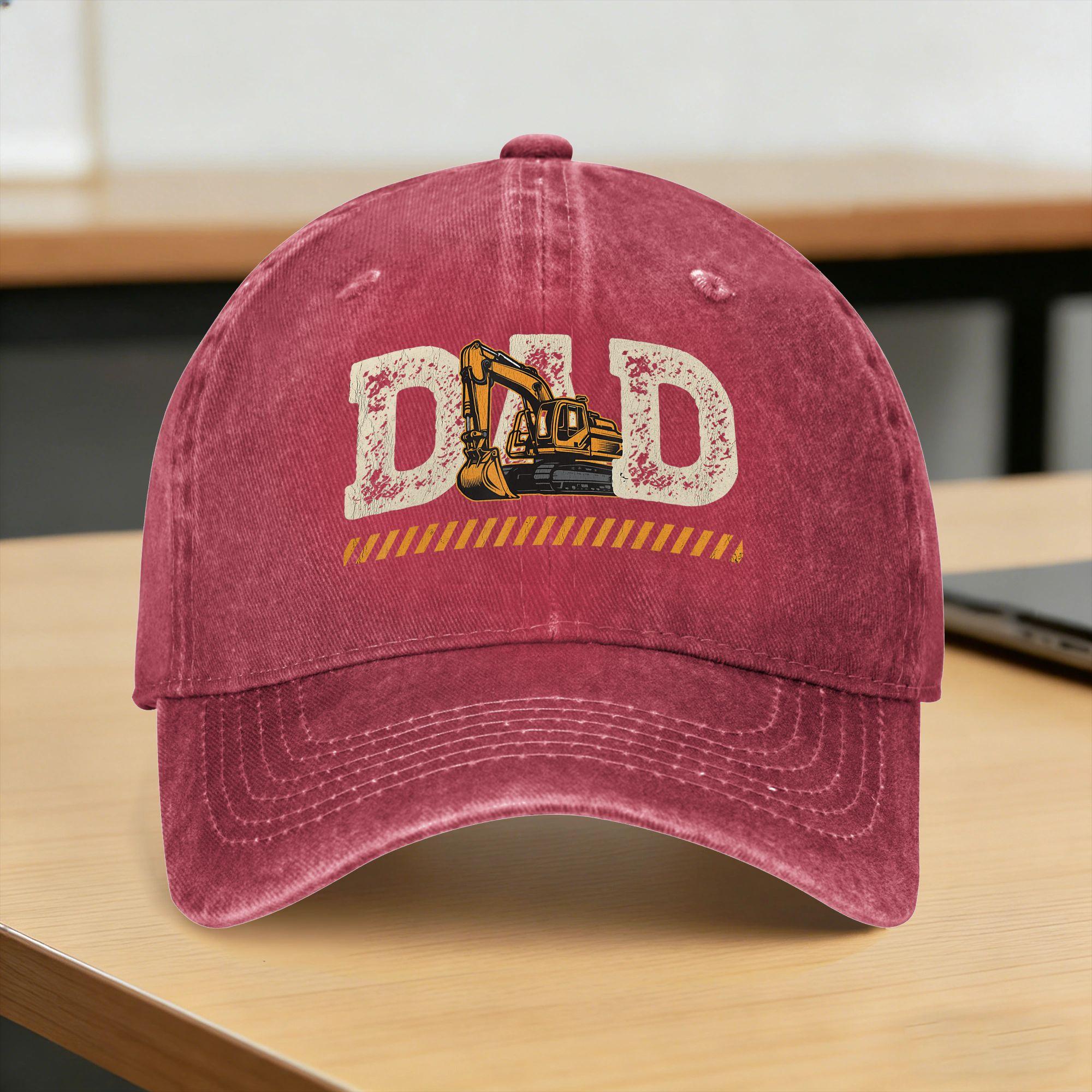 Excavator Dad Fathers Day Construction Father Birthday Casual Baseball Cap Trucker Hat High Quality Fashion Baseball Caps One Size