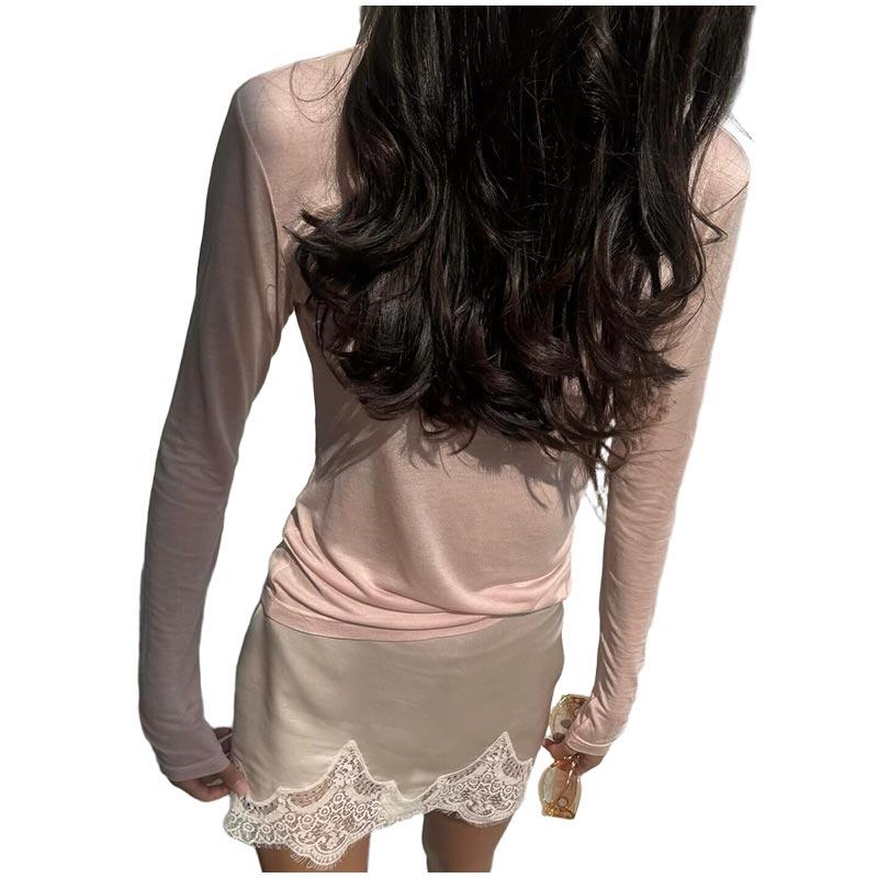 Lace Stitching Short Skirt Ladies Solid Color Short Skirt White Pink Optional All-match Short Skirt That Can Be Worn In All Seasons