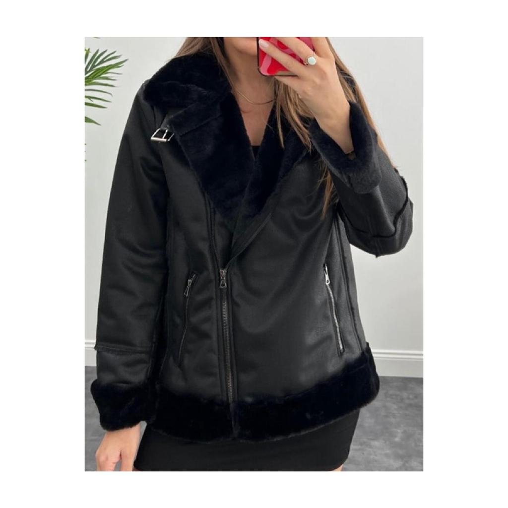 Vollpelziger, leichter Bikermantel