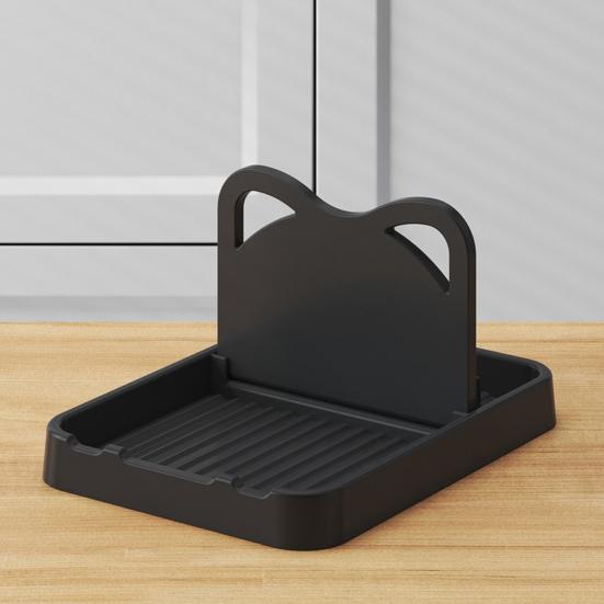 Topfdeckelhalter, faltbar, leicht zu reinigen, Abfluss, hochtemperaturbeständig, multifunktionaler, an der Wand montierter Löffel