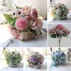 Artificial Flowers Bunch Realistic Faux Silk Flowers Long-Lasting Hydrangea Rose Fake Flowers