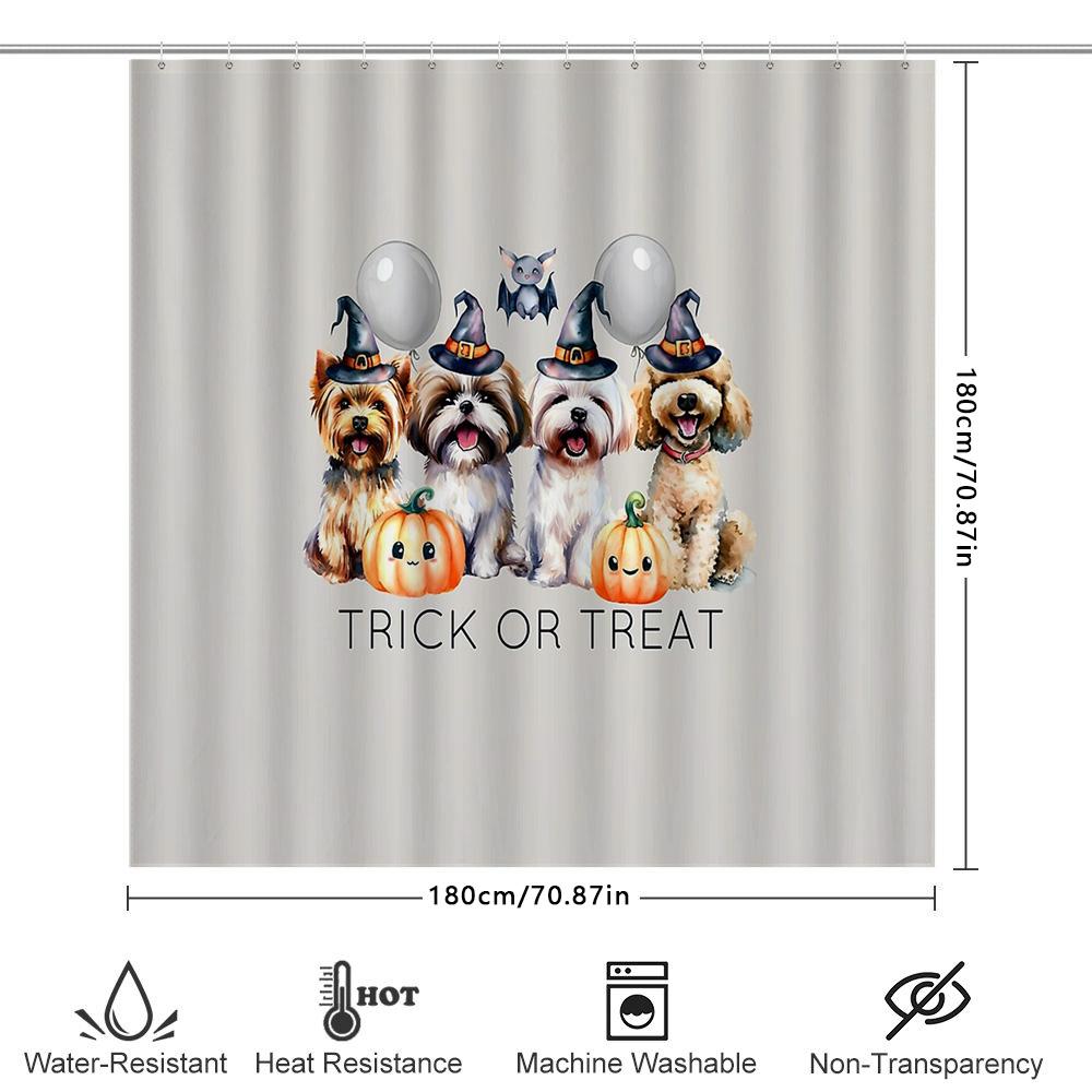Halloween Dog Bath Curtain Spooky Puppy Shower Curtain Cute Pet Halloween Decor Festive Fall Home Decor Holiday Party Supplies