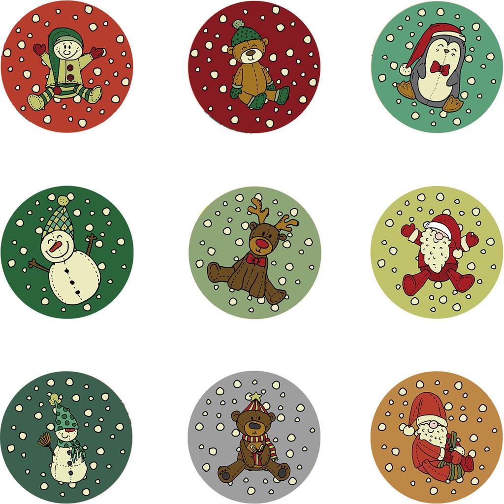 Adhesive Self Christmas Sticker With Santa And Reindeer For Gift Bag Decor Party