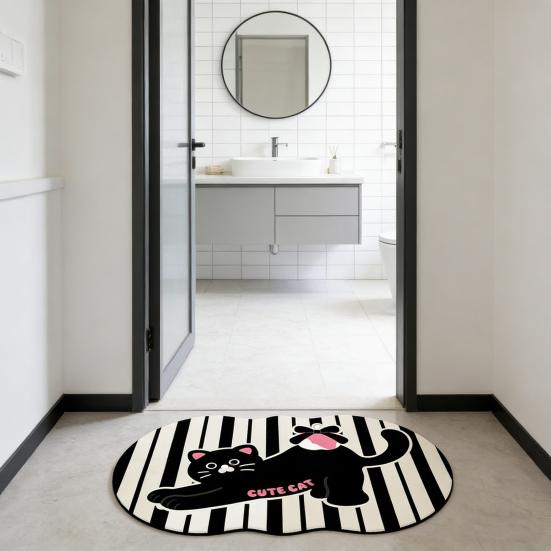 Kreskówkowy Zwierzęcy Dywanik Łazienkowy Chłonny Z Ziemi Okrzemkowej Antypoślizgowy Uroczy Kot Pies Mata Podłogowa do Wejścia Łazienki Kuchni Prysznica