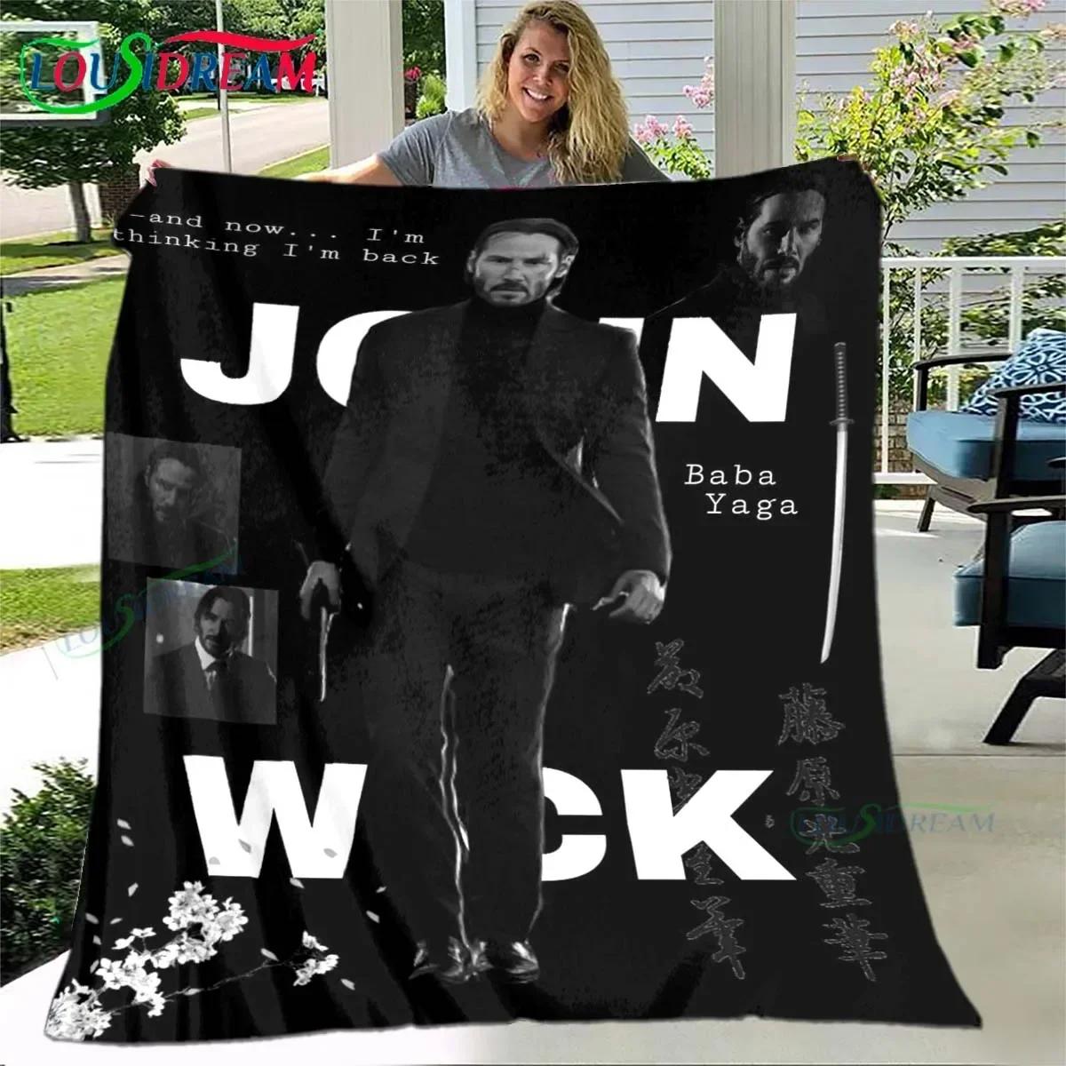 Famous Movies Character J-John-Wick Blanket,Flannel Throw Blanket for Home Bedroom Bed Sofa Picnic Office Hiking Leisure Nap 75X95CM