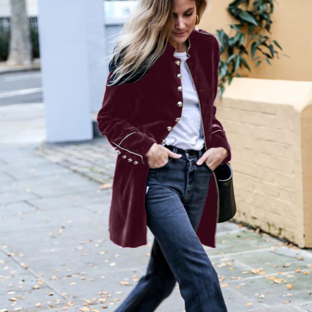 Women's Long Sleeve Warm Velvet Patchwork Button Coat Winter Warm Coat Top